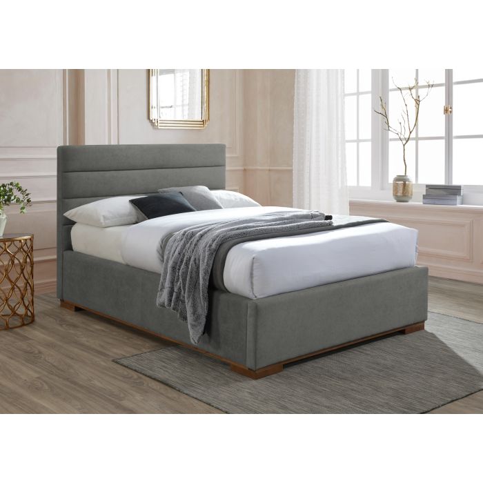 Kingsize Bed - MAYTON Ottoman 5ft Fabric Bed Light Grey