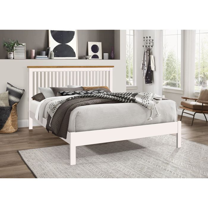 Kingsize Bed - HARRODS 5ft Wooden Bed White