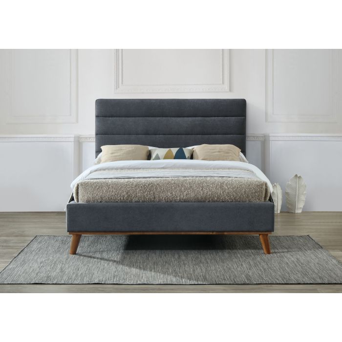 Double Bed - MAYVISTA 4ft6 Fabric Bed Dark Grey