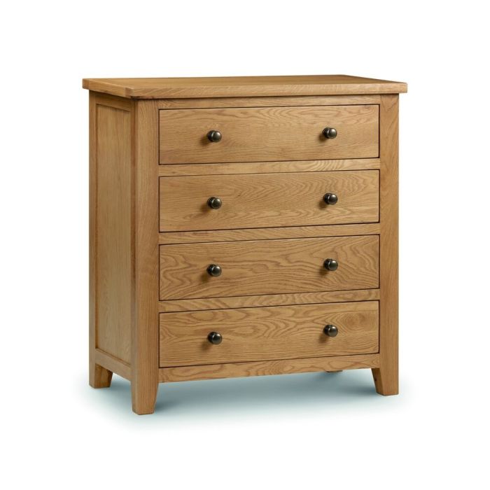Oak Finish Chest of Drawers - MARCH Medium Chest 4 Drawers