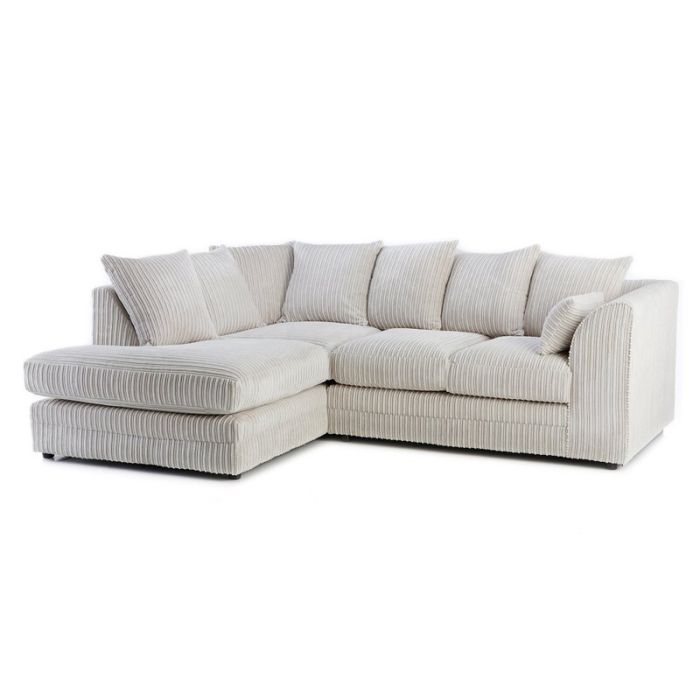 MONA Jumbo Cord 4 Seater L Shaped - Left Hand Facing Corner Sofa - Cream
