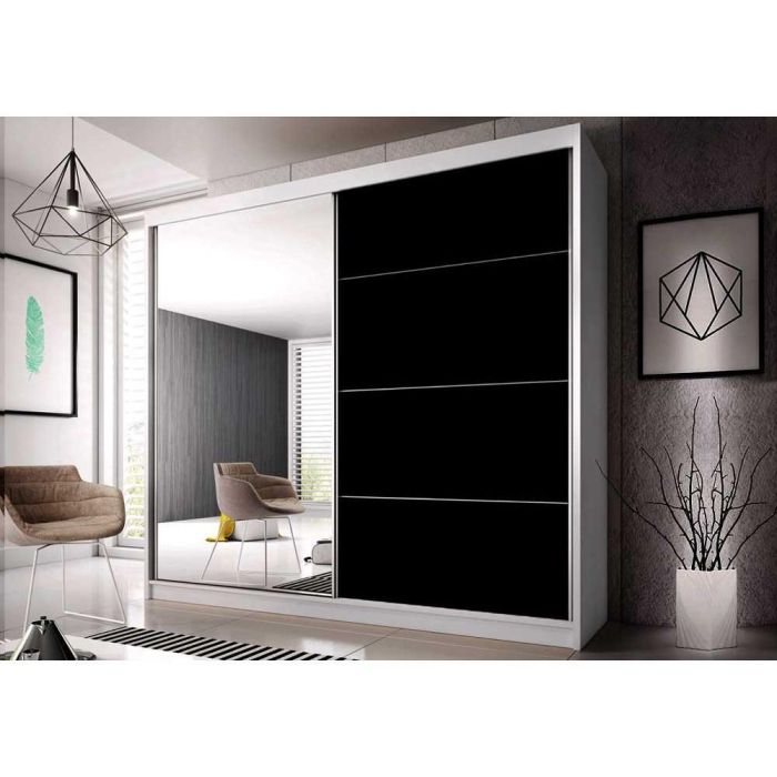 Malta-31 Sliding Mirror Door Wardrobe 183cm - White Matt
