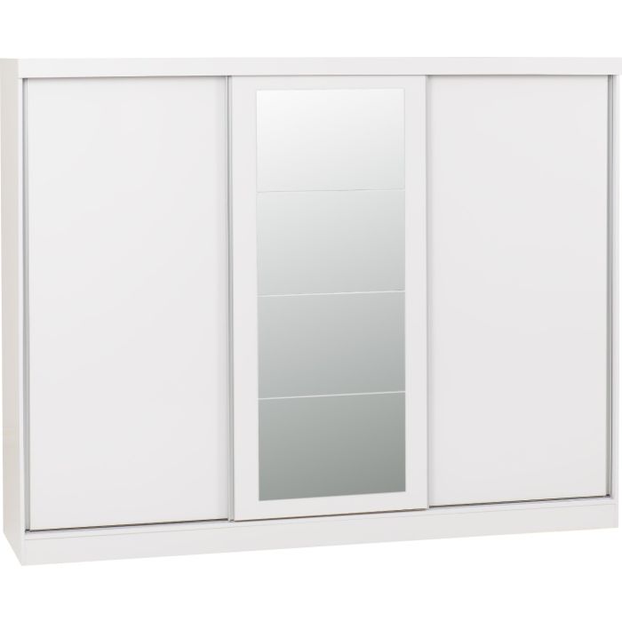 NEWBIGGIN 3 Door Mirrored Sliding Wardrobe White - 242.5cm