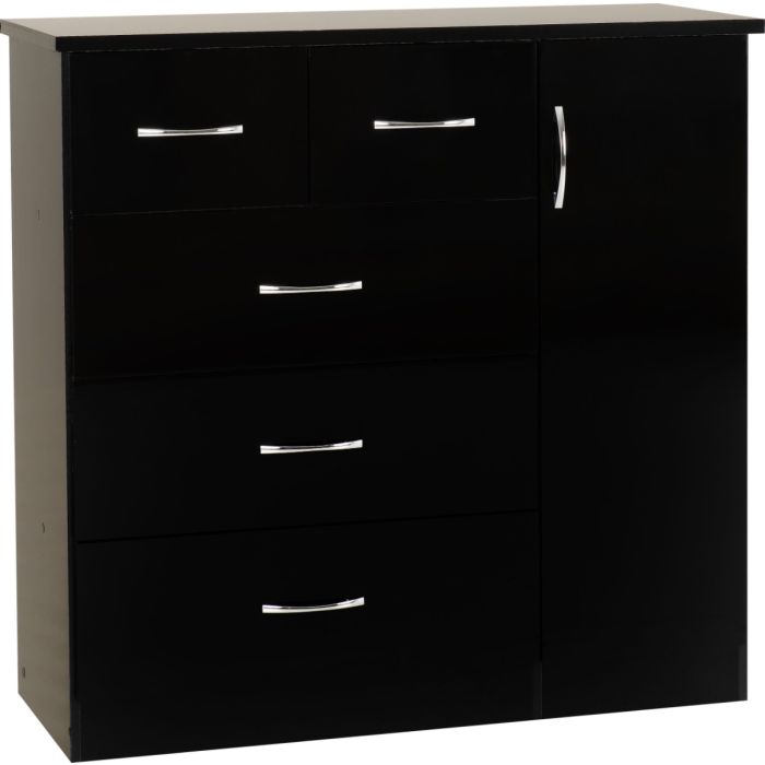 Black Chest of Drawers - NEWBIGGIN Large Chest 5 Drawers