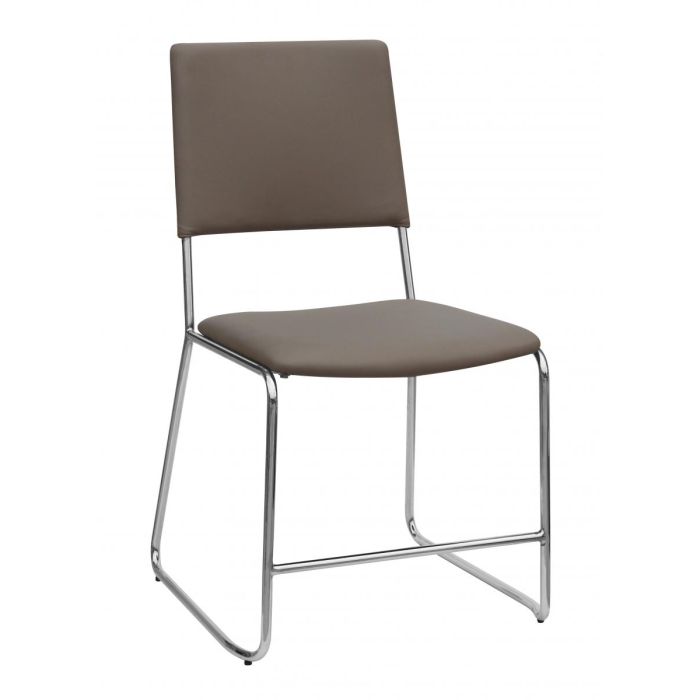 Arcadia Elegance Set of 4 Leather Effect Dining Chairs - Taupe and Chrome