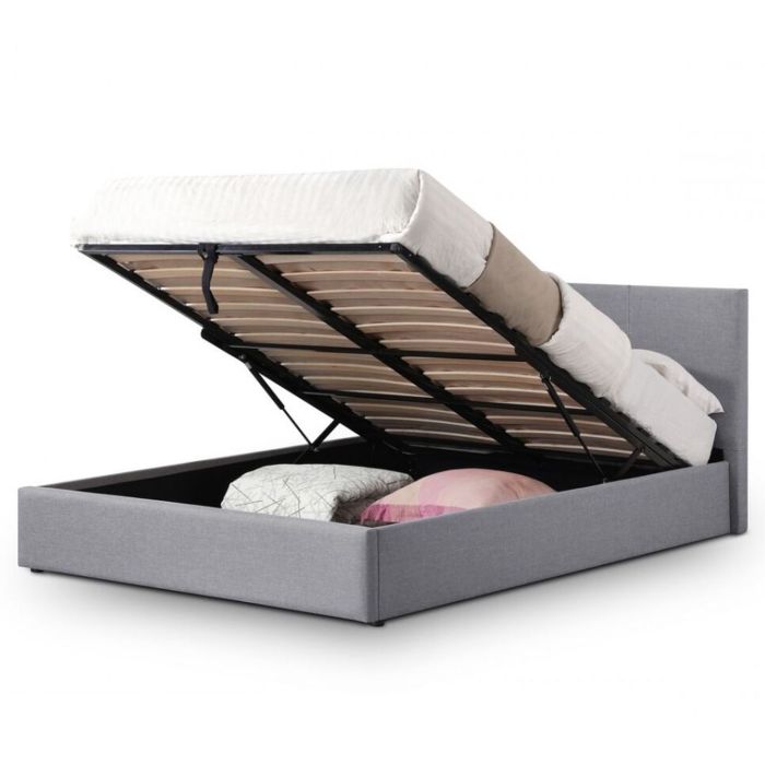 Rialto Light Grey Linen Ottoman Storage Bed - Double 4ft6