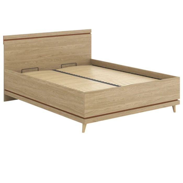 NORA EU King Size Wooden Ottoman Storage Bedframe - Light Oak