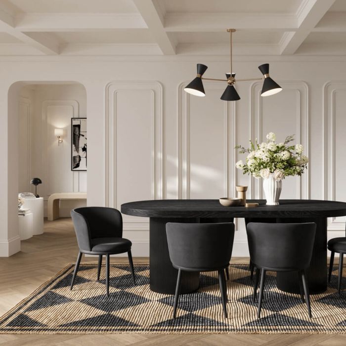 NUVEN Velvet Dining Chair - Black