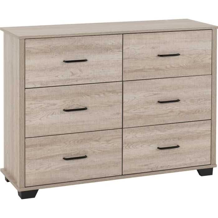 Oak Finish Chest of Drawers - OLDBURY Large Chest 6 Drawers