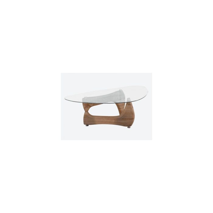 Modern Chic Fattone Clear Glass Top Rectangular Coffee Table - High Gloss Finish In Natural Finish