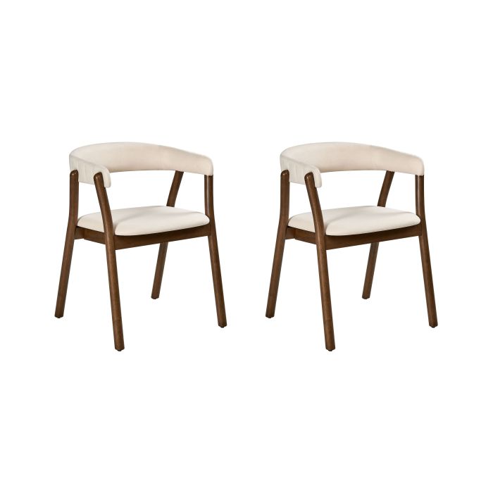 FOXBRIDGE Fabric Dining Chairs - Set of 2 - Off White with Dark Brown