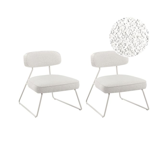 GOLDTHORPE Fabric Armchairs Set of 2 - Off White