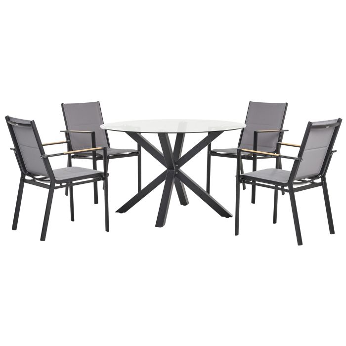 Garden Dining Set 4 Seater MALETTO/BUSSETO Glass Black