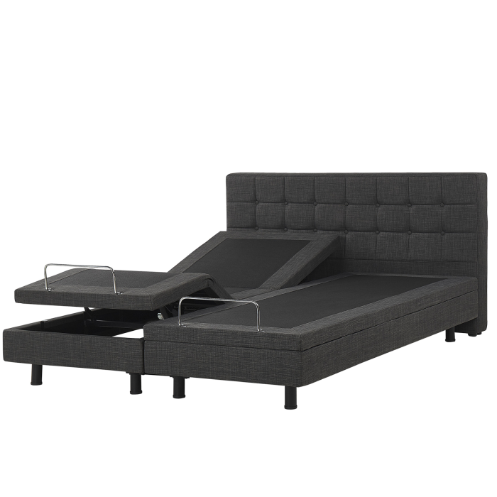 DEKU Super King Fabric Adjustable Bed - Dark Grey