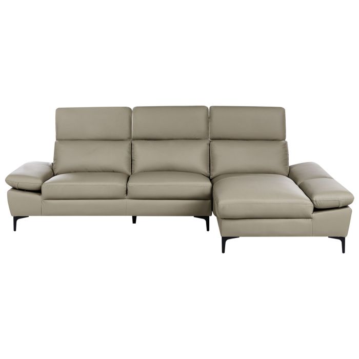 Left Hand Corner Sofa Leather Taupe FARILA