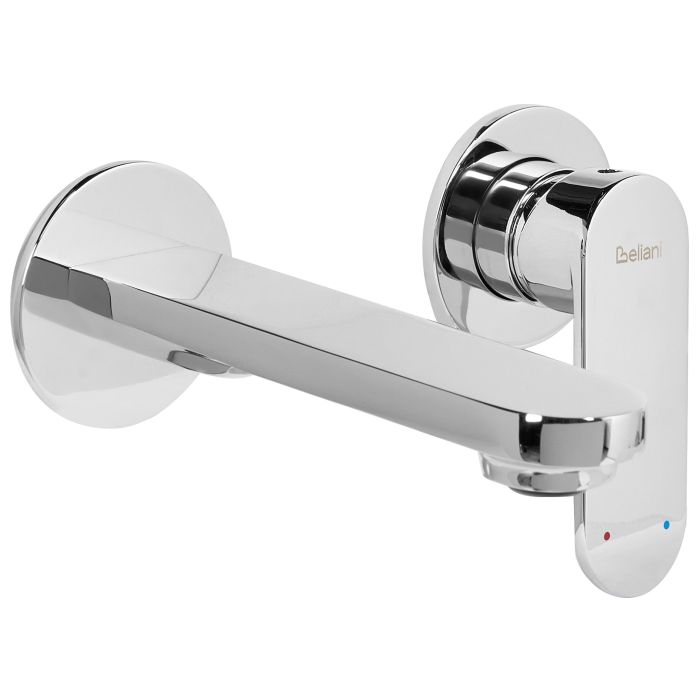 BARKMERE Wall Mounted Basin Mixer Tap Brass - Silver