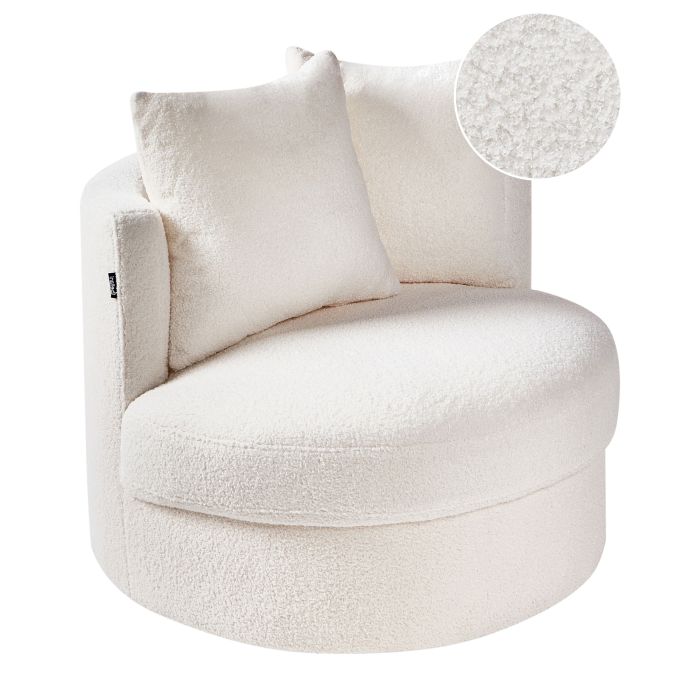 Swivel Armchair DALBY Boucle White