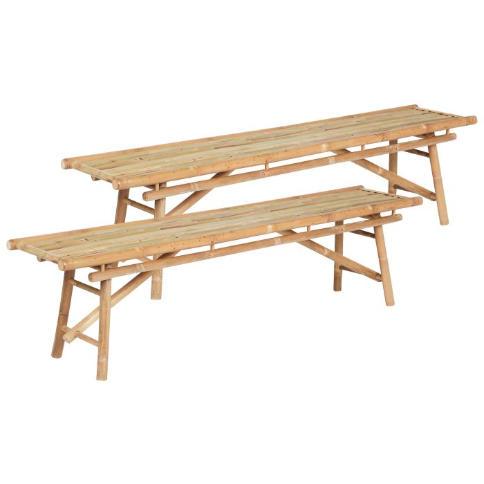 Set of 2 Garden Benches TINDARI 180 cm Bamboo Wood Light Brown
