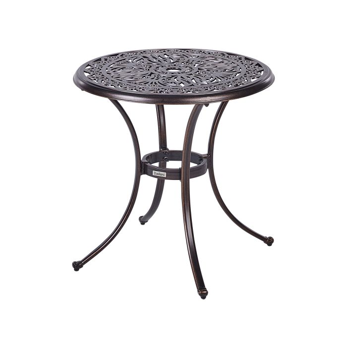 Metal Garden Bistro Table Diameter 68 cm Brown ANDALO