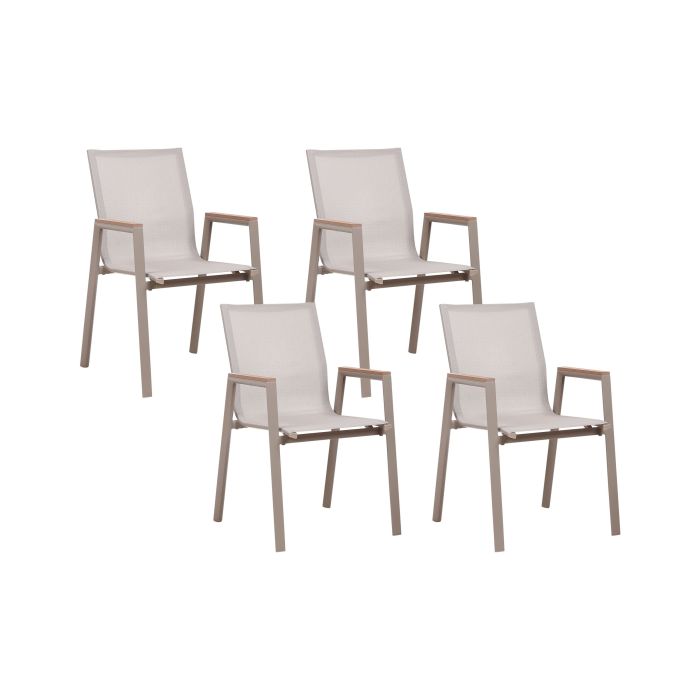 Set of 4 Garden Chairs TIANO Metal Taupe