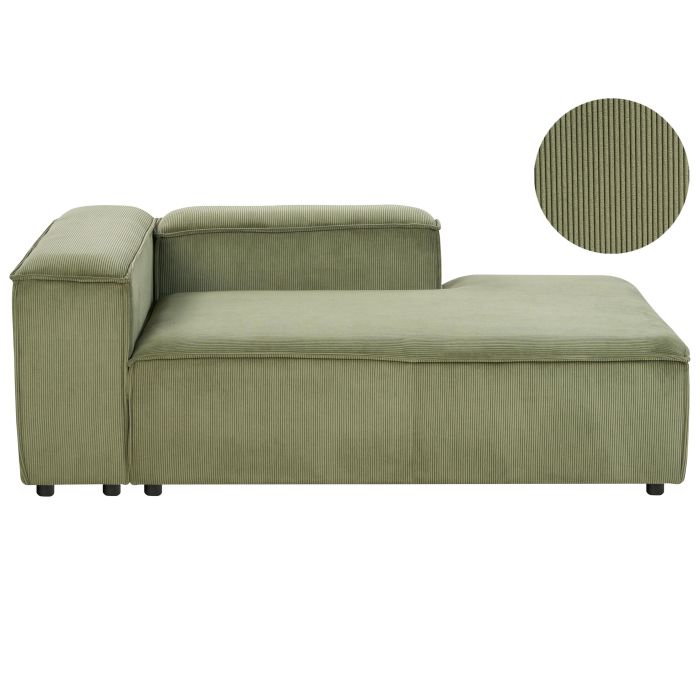 Left Hand Jumbo Cord Chaise Lounge Green ARDAL