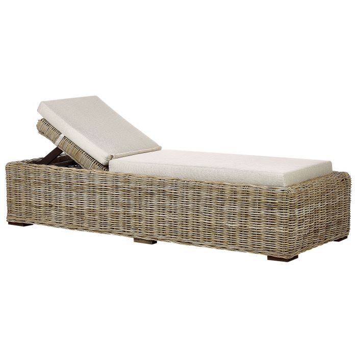 Rattan Sun Lounger with Cushion Taupe PALESE