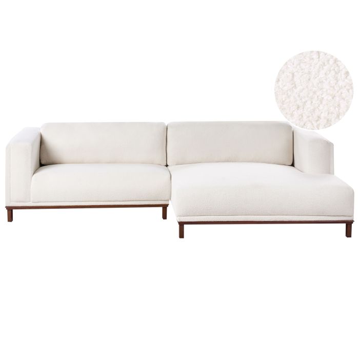 LINFORDEN Boucle Fabric 4 Seatrer L Shaped Corner Sofa - Off White, Right Hand Facing