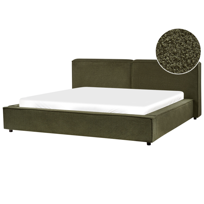 LINARSD Super Kingsize Boucle Fabric Bedframe - Dark Green