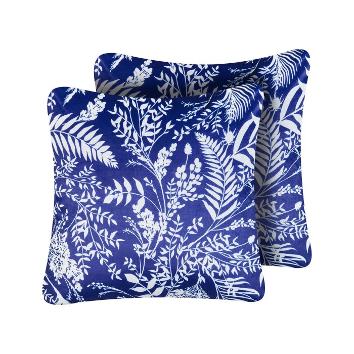 GRIMMEL Set of 2 Outdoor Cushions Plant Pattern 45 x 45 cm Blue