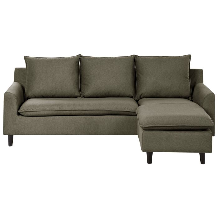 TENSHO Velvet Corner Sofa - L Shaped - Right Hand Facing - Dark Green