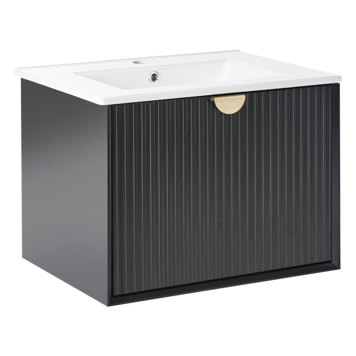 ANDERLEIGH Wall Mounted Vanity Unit with Basin 60 cm - Black