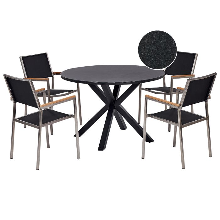 Garden Dining Set 4 Seater MALETTO/GROSSETO Metal Black