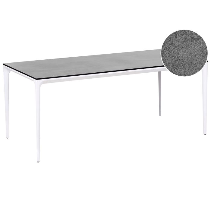 MERTONLEIGH Garden Dining Table Stone Effect - Dark Grey with White