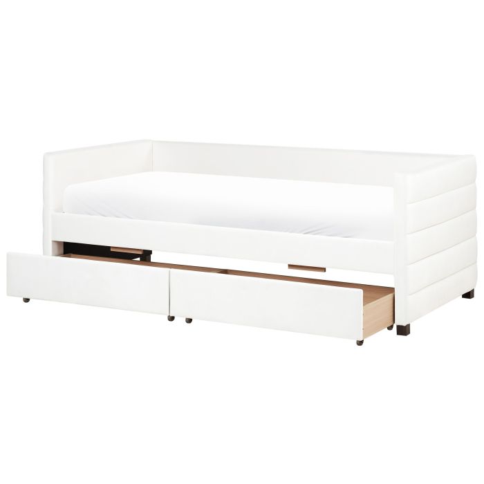 MYRRAA Daybed with Storage Velvet 90 x 200 cm (EU Single) Off-White