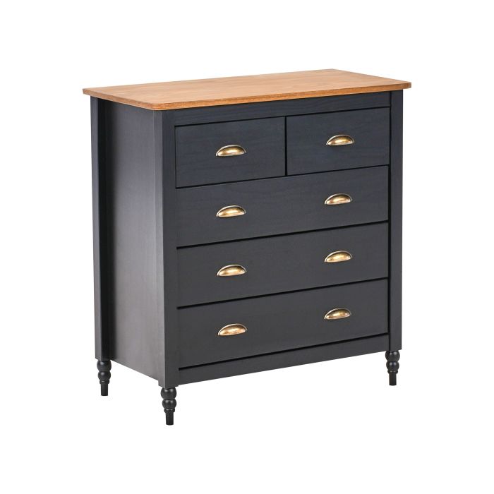 JELKA Black Chest of Drawers - Medium-sized, 5 Drawers