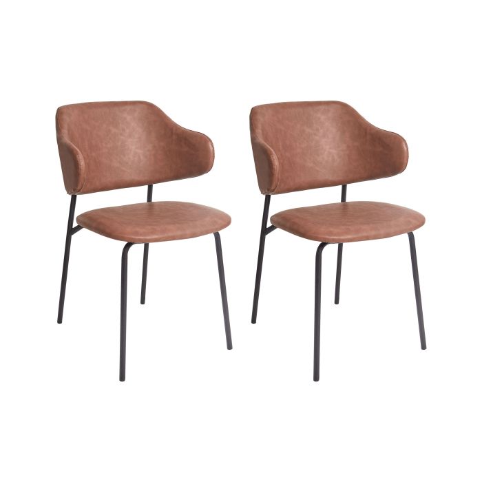 Set of 2 Dining Chairs KENAI Faux Leather Brown