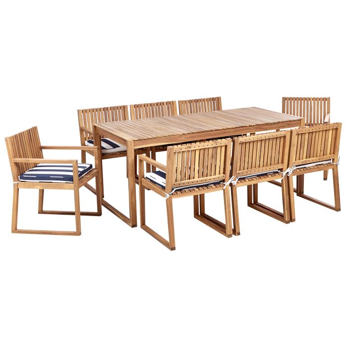 Garden Dining Set 8 Seater SASSARI II with Cushions Certified Acacia Wood Navy Blue