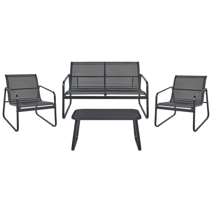 Garden Lounge Set with Table 4 Seater BARREA Metal Black