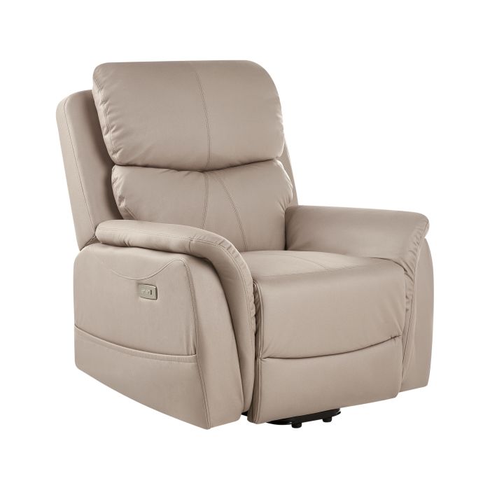 Electric Recliner Chair GLORIE with Massage Faux Leather Taupe