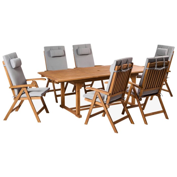 BREEZ 6 Seater Garden Dining Set - Light Grey