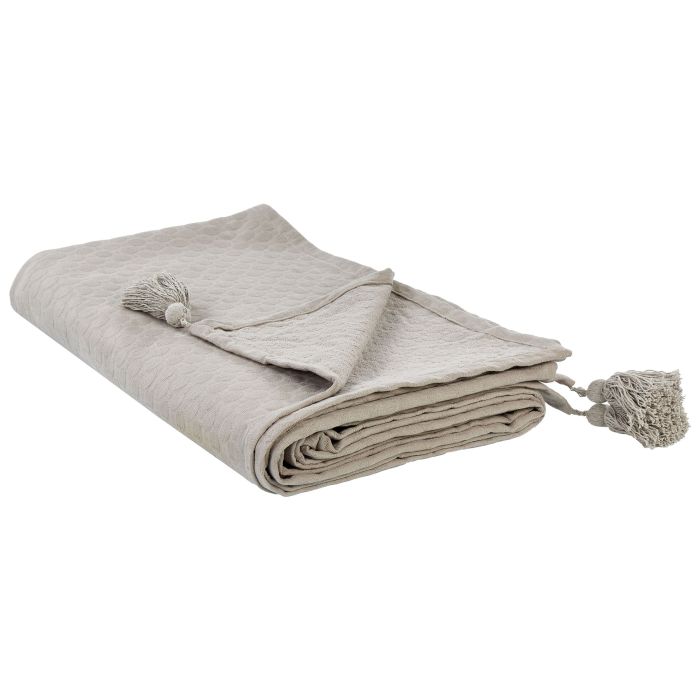Bedspread LINDULA Cotton 200 x 220 cm Taupe