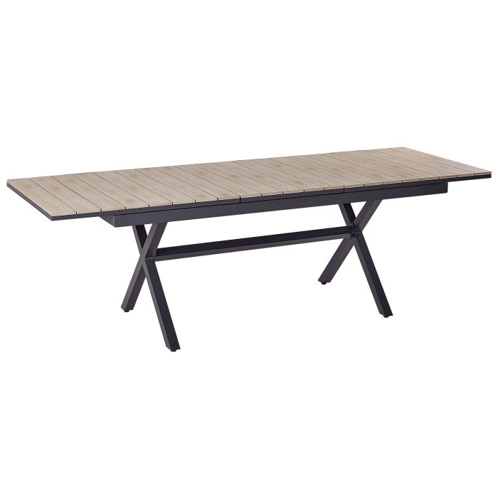 Extending Aluminium Garden Dining Table 184/242 x 90 cm Light Wood and Grey FANES