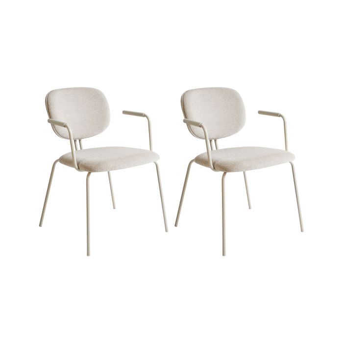 CARIELL Set of 2 Dining Chairs Chenille Light Beige