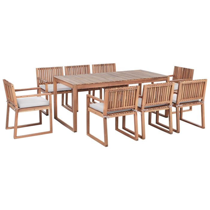 ARBOR 8 Seater Garden Dining Set with Cushions - Light Beige