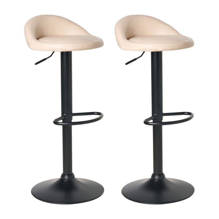GLASTONLEIGH Faux Leather Swivel Bar Stools Set of 2 - Light Beige