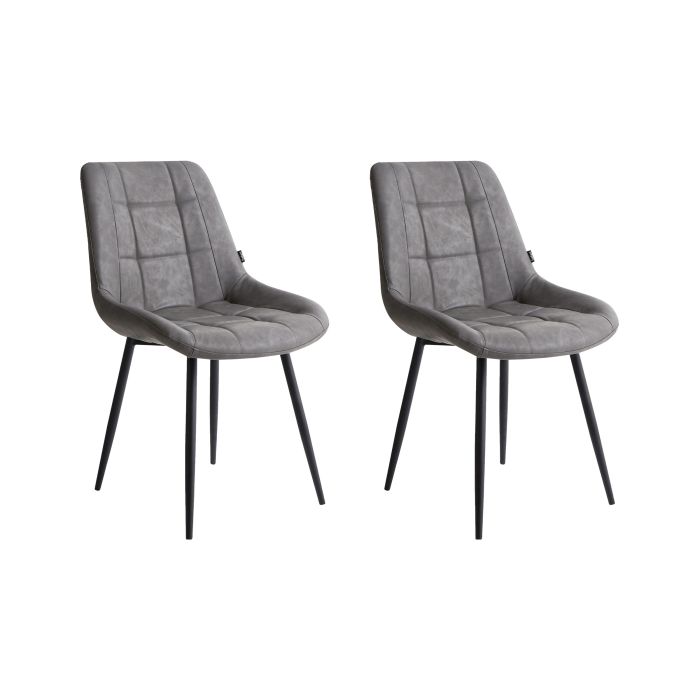 Set of 2 Dining Chairs MELROSE Faux Leather Grey