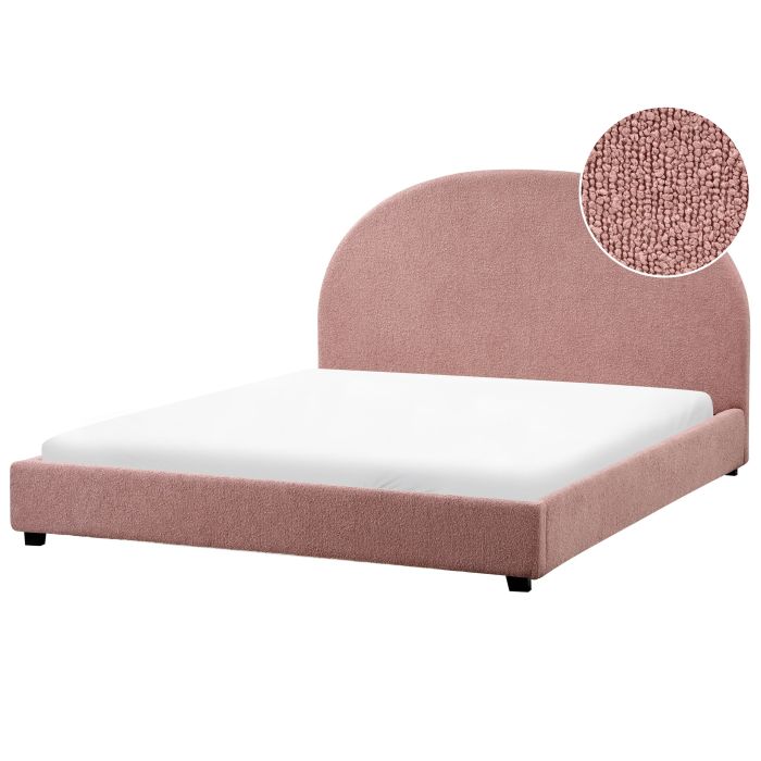 EAUCLUSV Bed Boucle 160 x 200 cm (EU King Size) Pastel Pink
