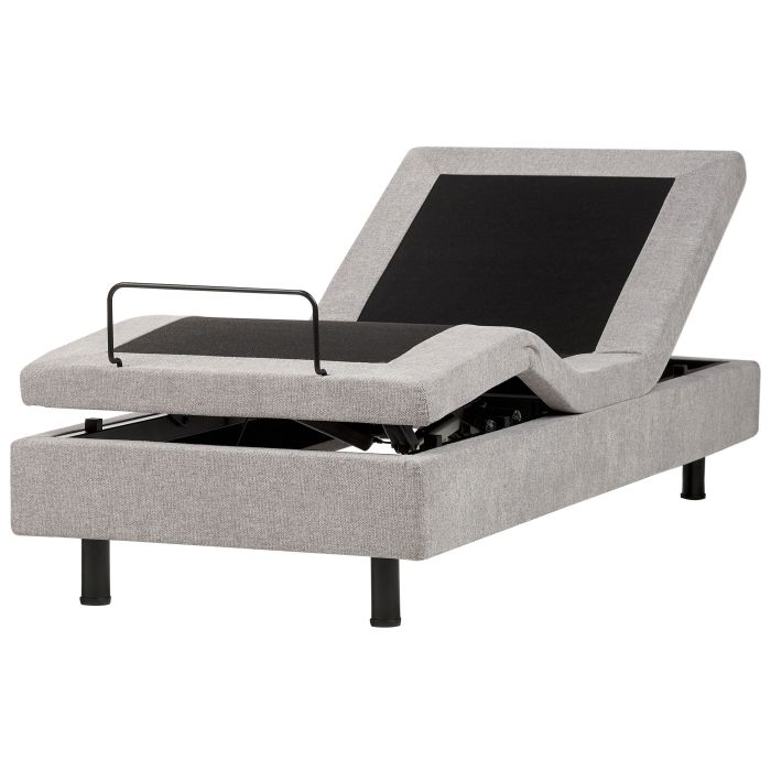 LUKE Adjustable Bedframe without Headboard Fabric 80 x 200cm EU Small Single Bed Light Grey