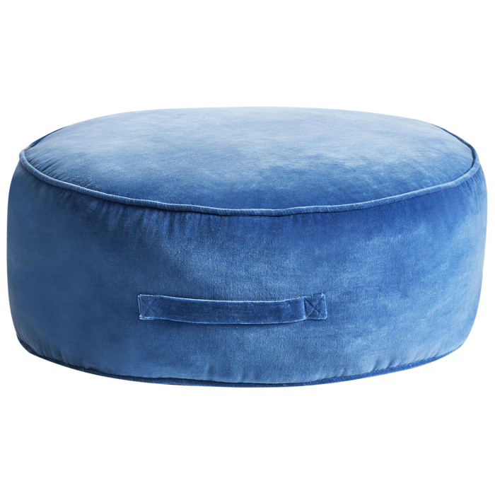 WESLAIR Velvet Ottoman Pouffe - Blue