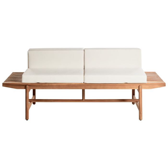 Garden Bench with Cushion GIAVENO 210 cm Acacia Wood Off-White